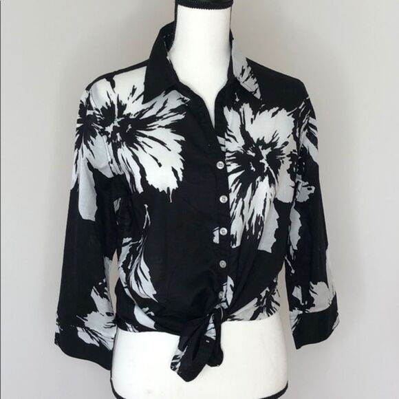Liz Claiborne Black and White Button Down … - Picture 1 of 8